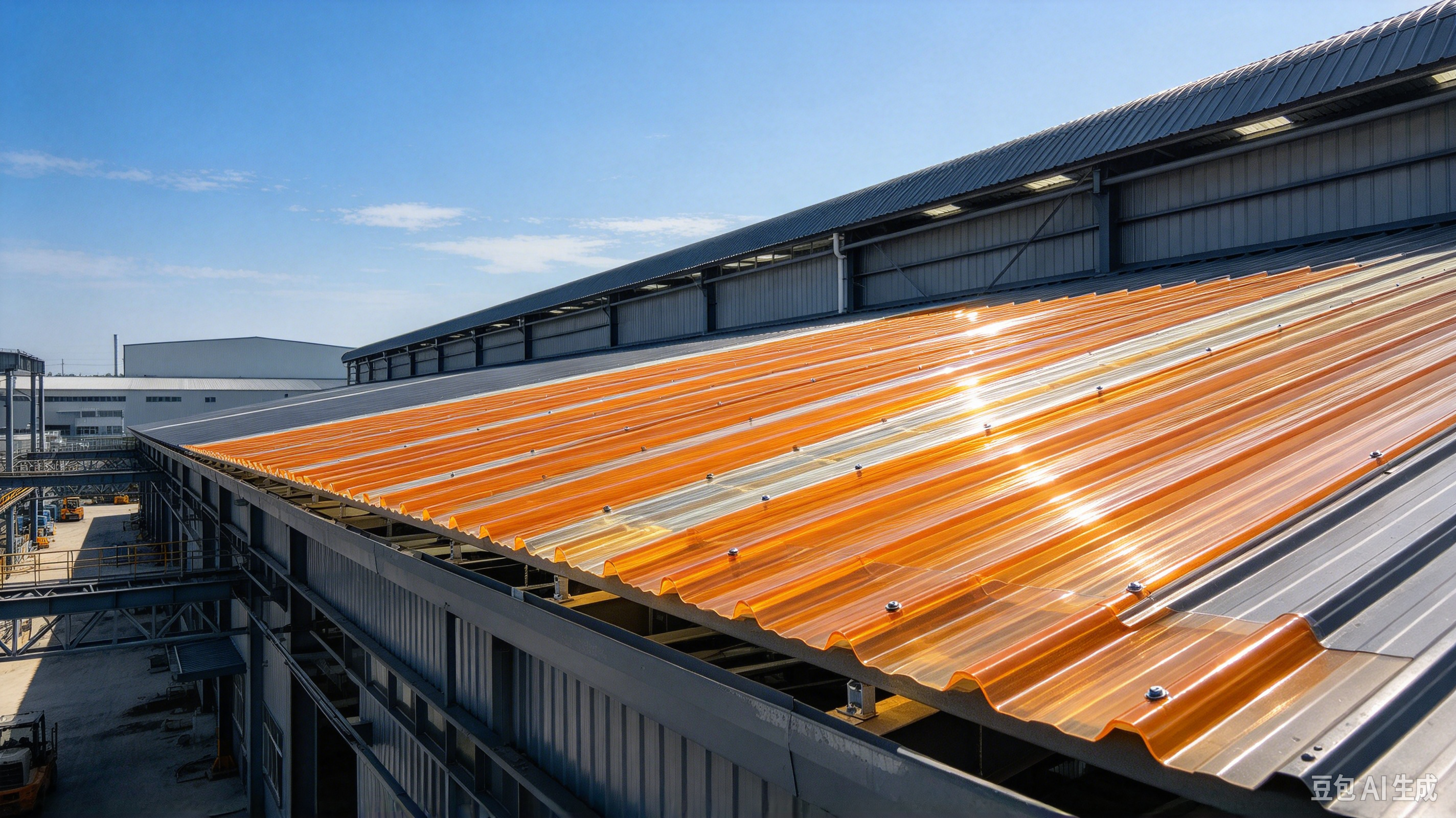 Orange Double Wall PC Hollow Corrugated Sun Sheet for Roof Daylighting