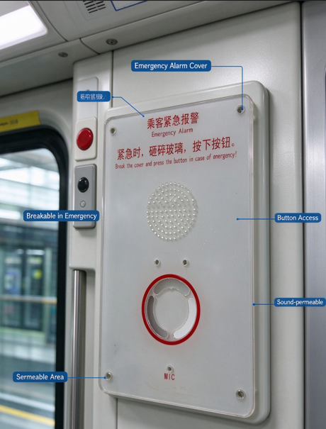 Polycarbonate Break Panel for Passenger Emergency Alarm