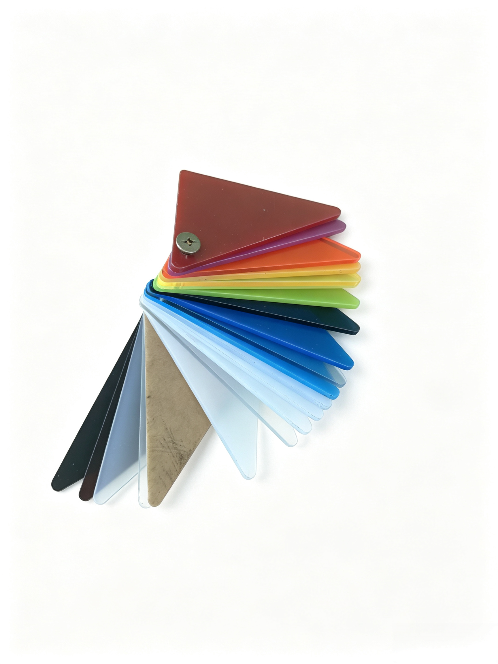 Multi-Color Tinted Acrylic Color Swatch Cards, Triangle Acrylic Sample Chips with Binding Screw