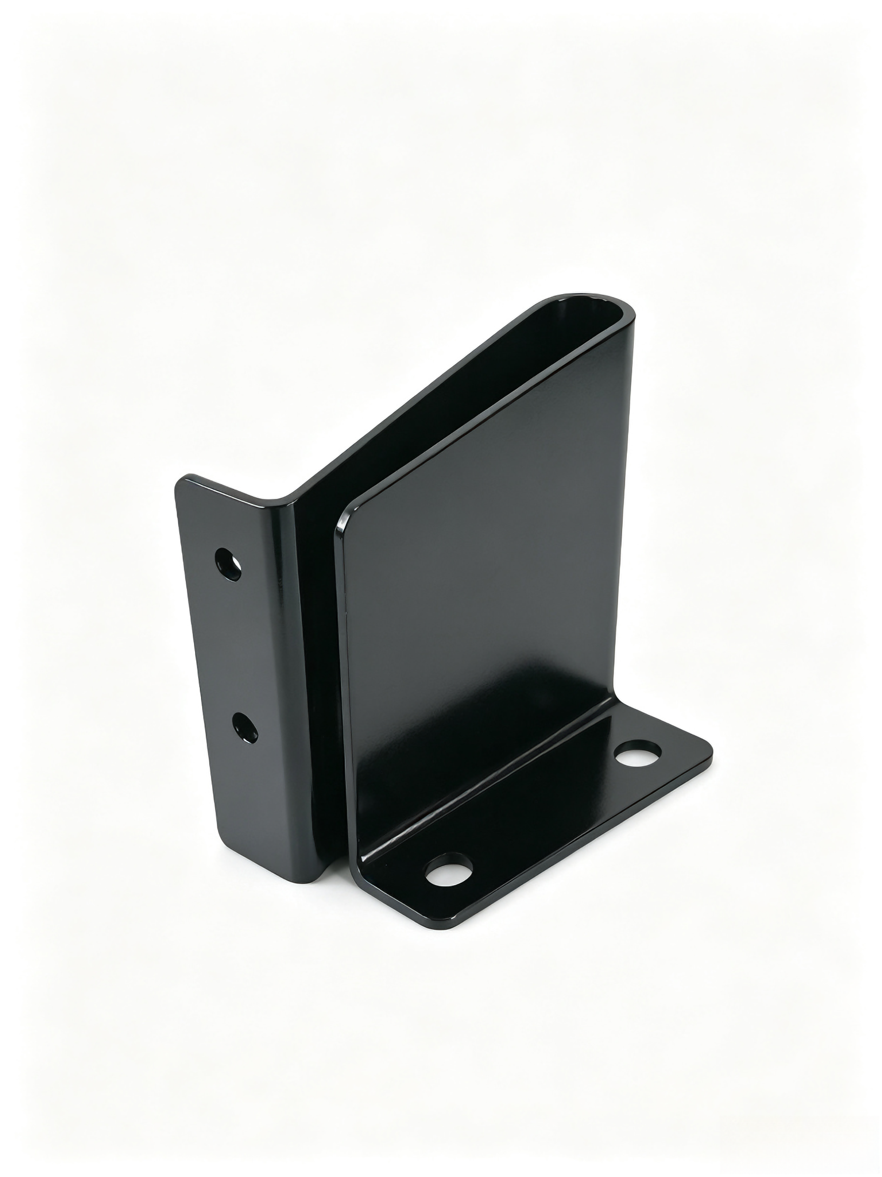 Custom Black Powder Coated Metal Bracket with Bent Profile & Mounting Holes