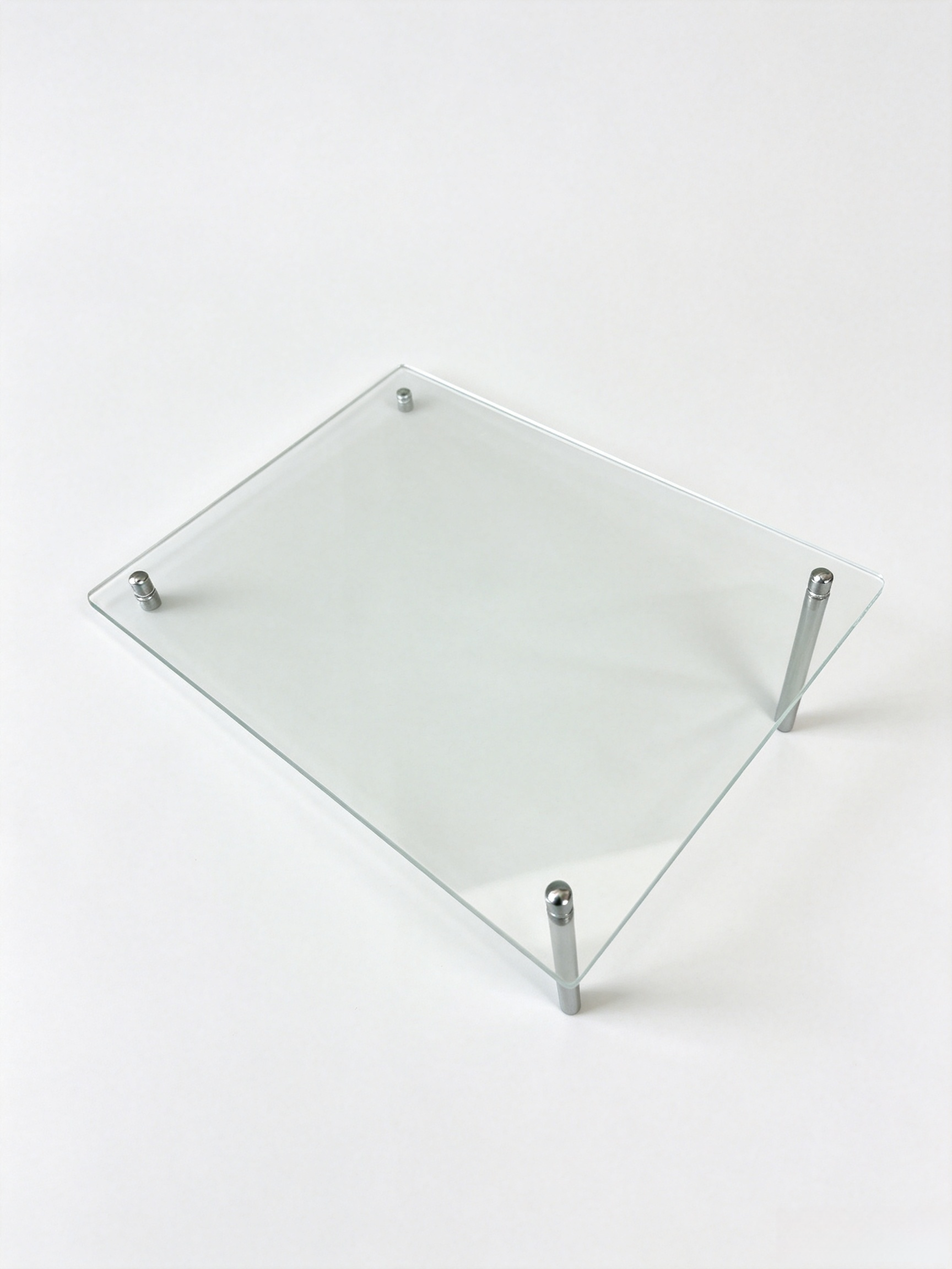 Clear Acrylic Display Riser Stand with Metal Standoff Pegs, Polished Edges