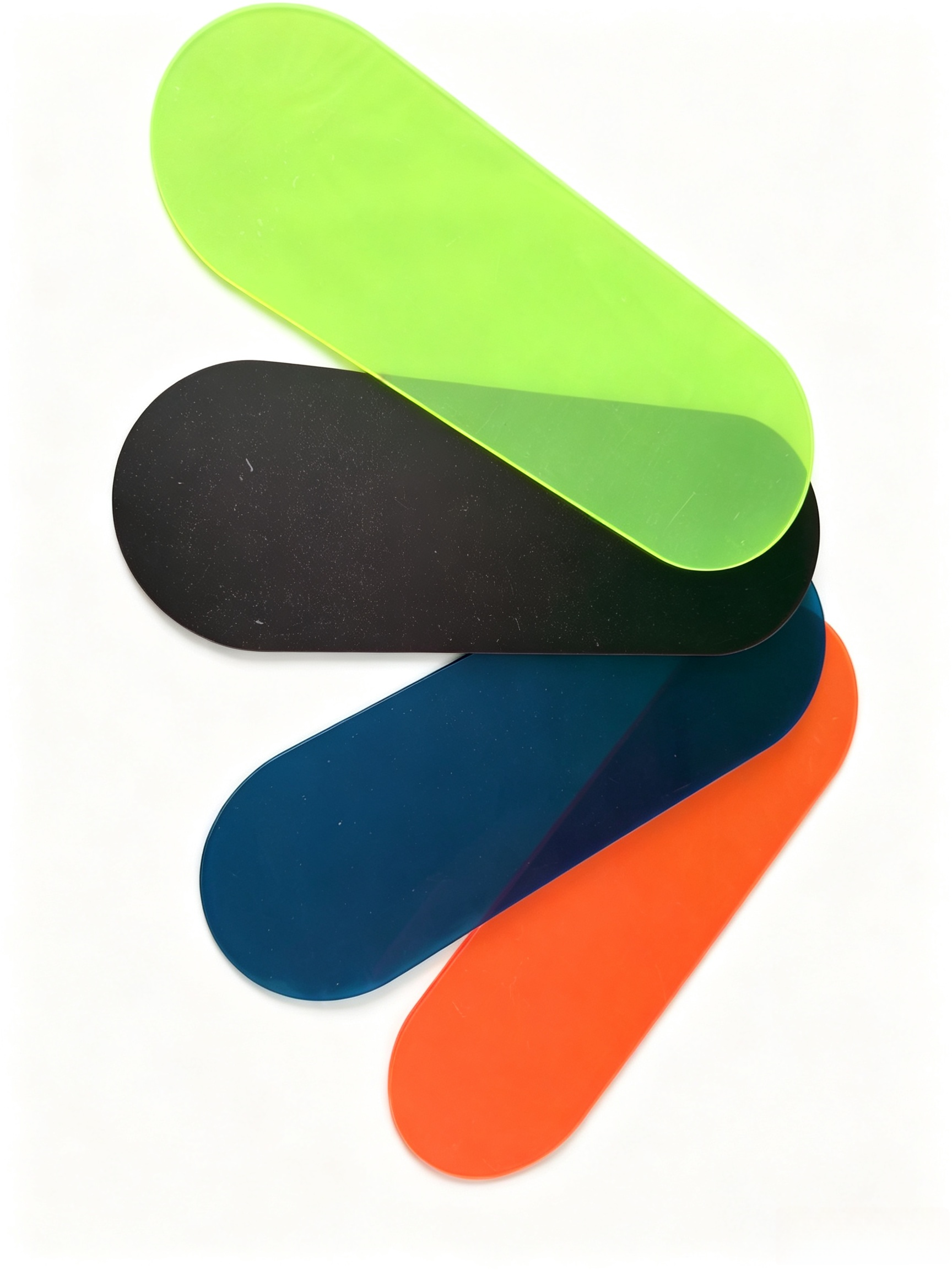 Custom Multi-Color Translucent Acrylic Oval Blanks with Rounded Ends